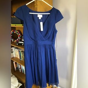 J Crew blue crepe wedding guest dress